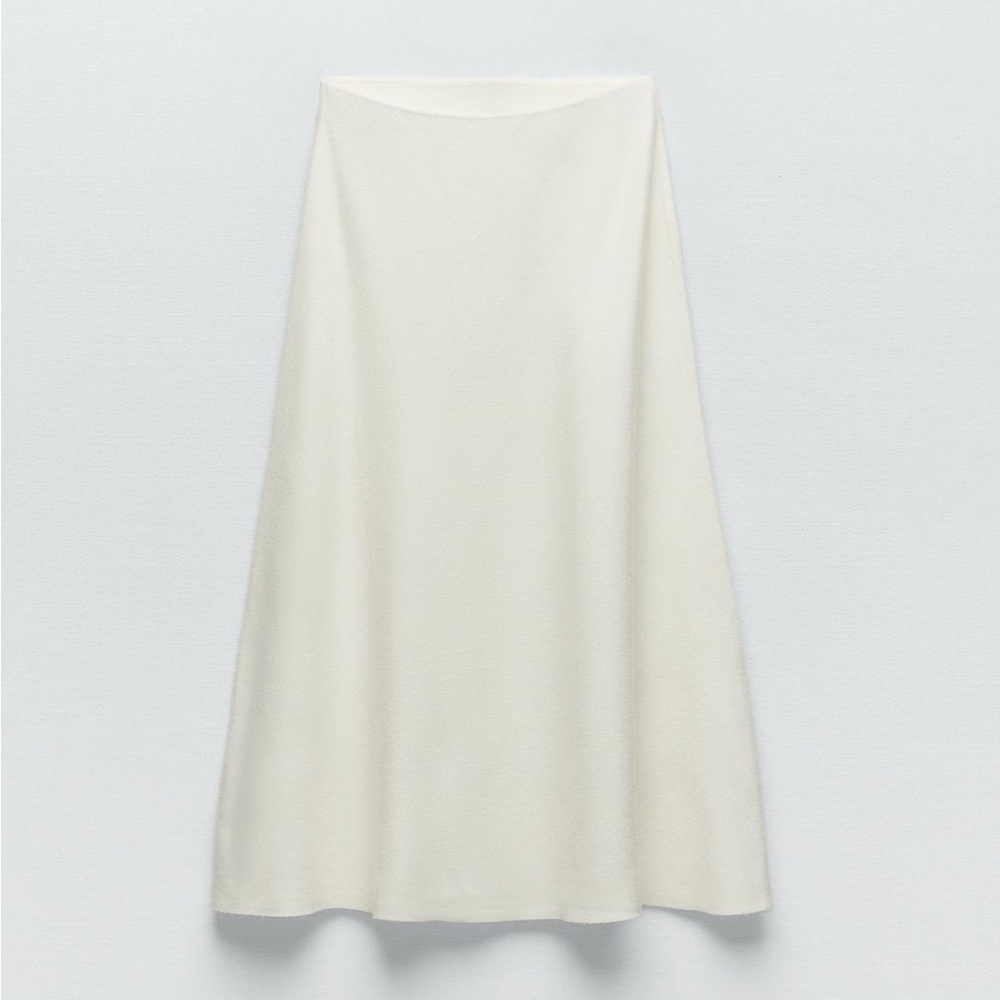Zara Cream Midi Skirt A-Line Casual
